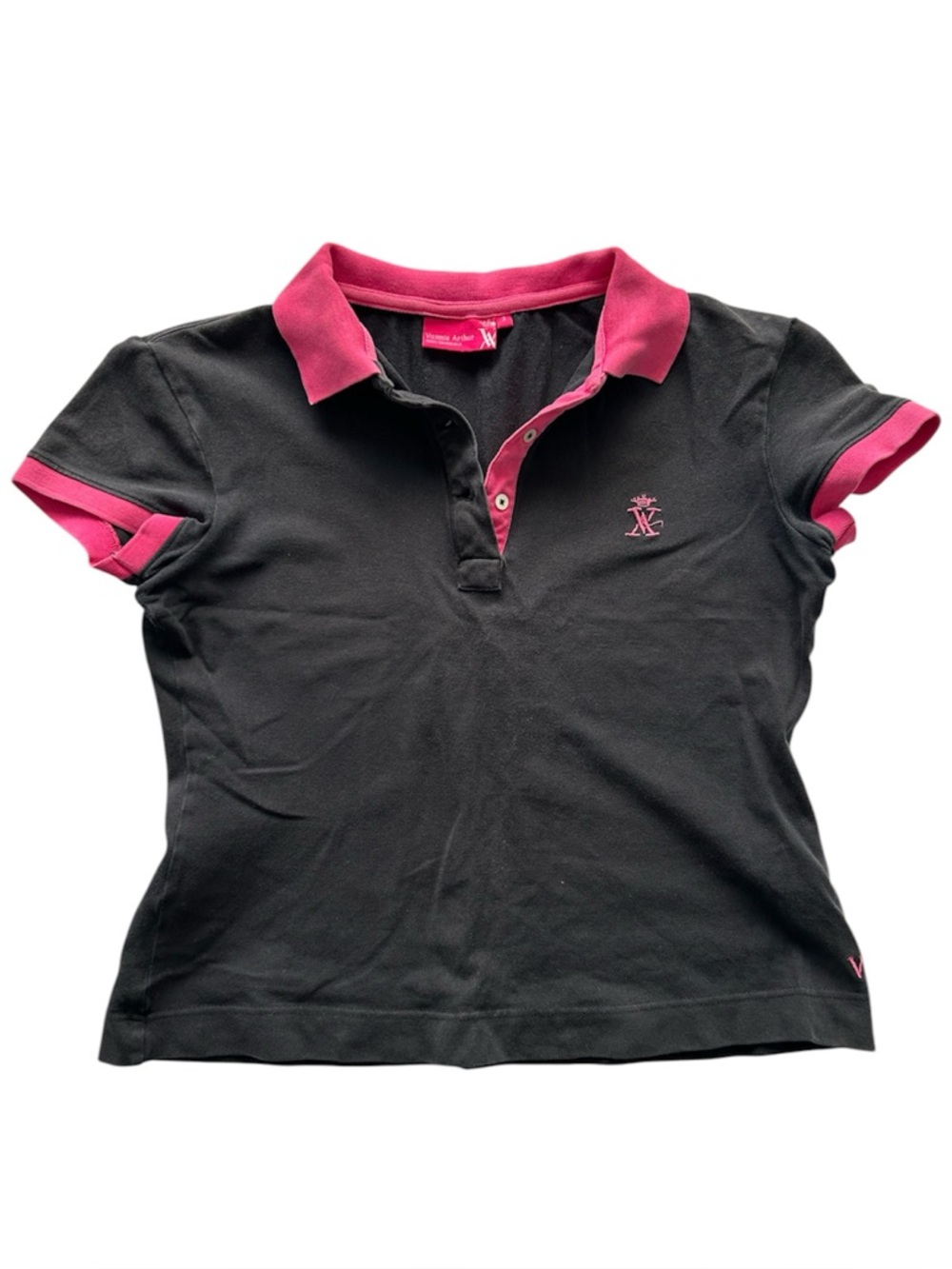 Vicomte A. Paris Palm Beach Equestrian Vintage Black & Pink Polo Shirt